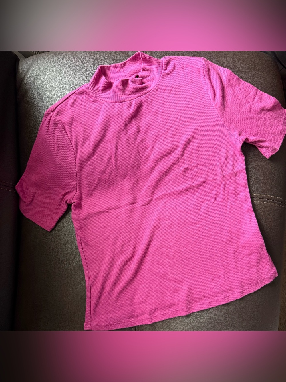 wild fable Short Sleeve Mock Neck Top - Hot Pink